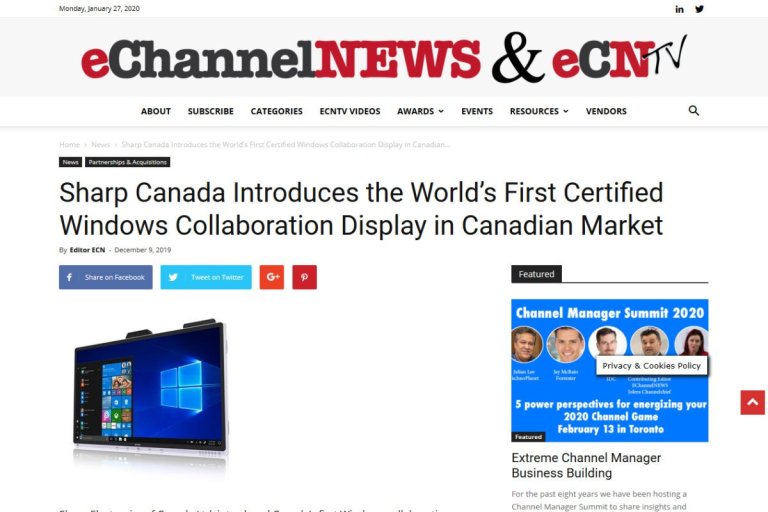 Windows Collaboration Display Featured on eChannelNews