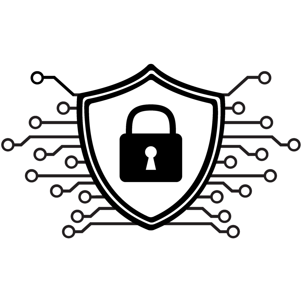 lock and a shield with outline