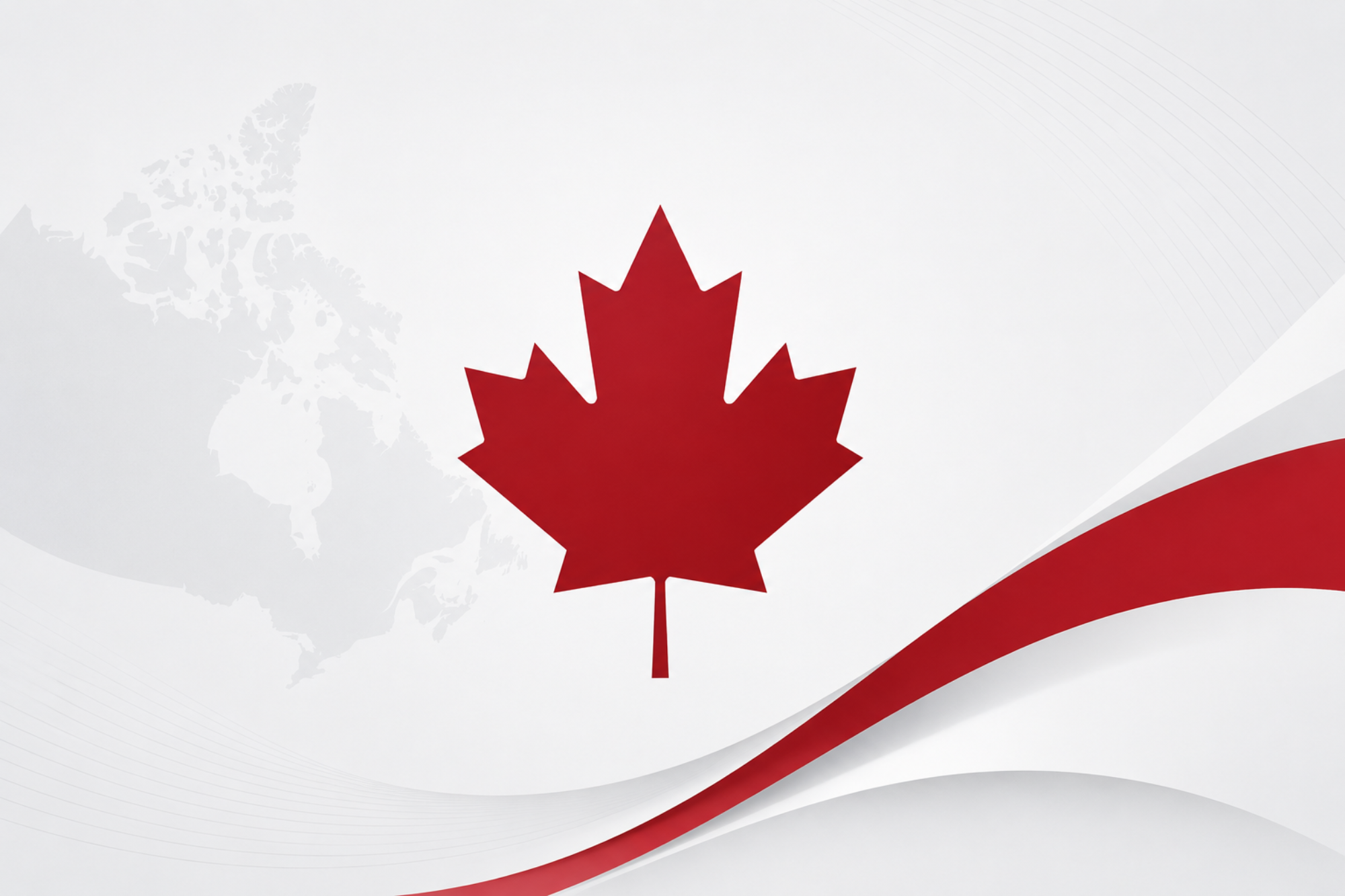 Canada map with red maple leaf